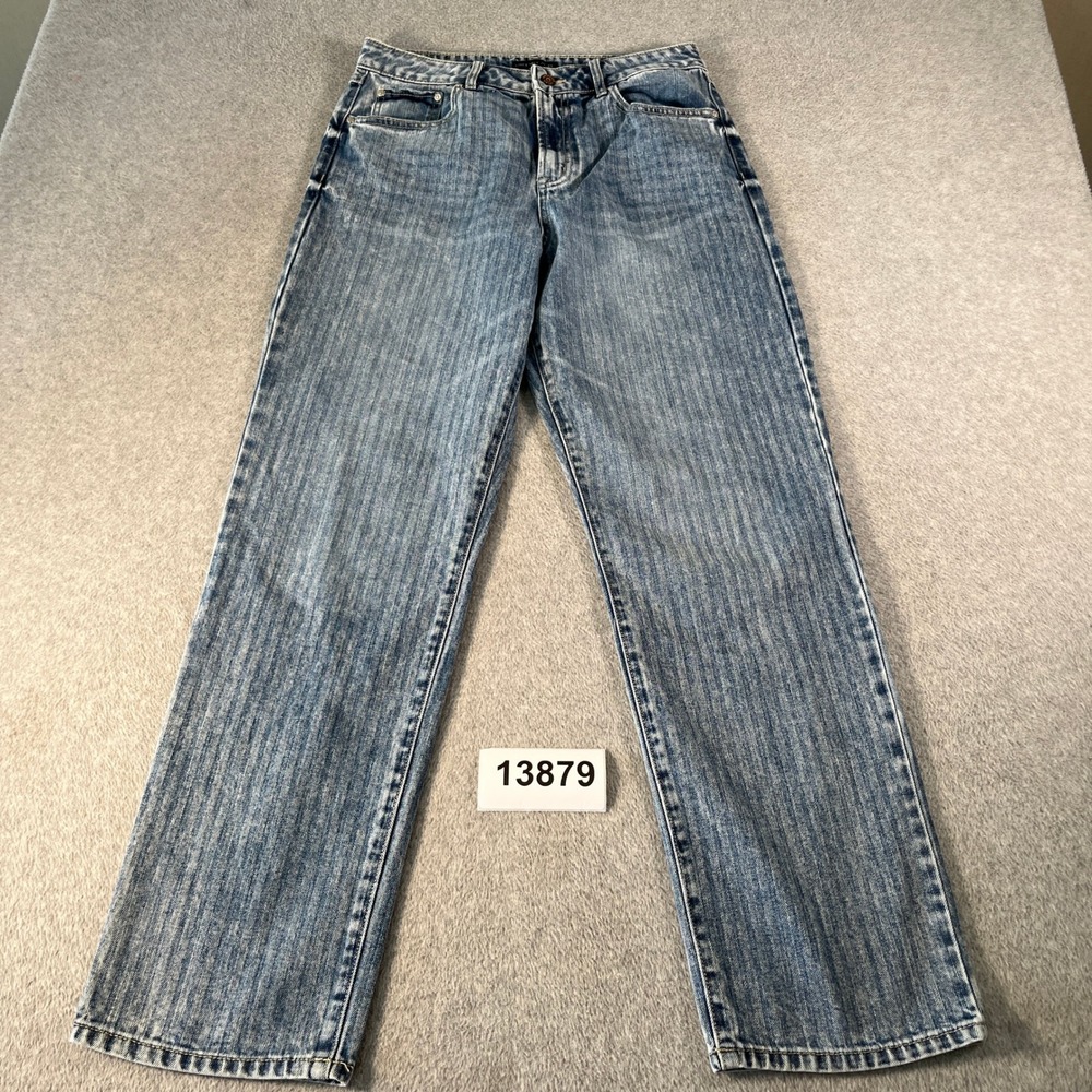 Sincerely Jules Straight Leg Jeans Womens 11/30 Blue Denim Striped Cotton Casual